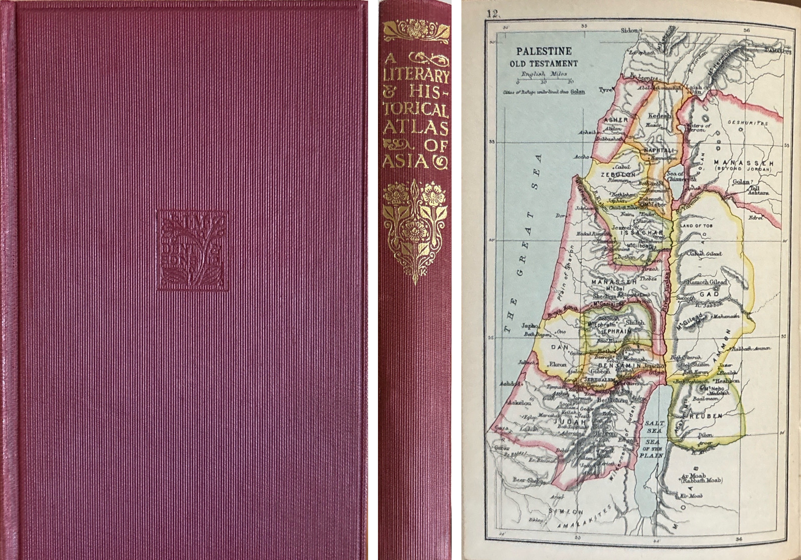 1912 J G Bartholomew LITERARY & HISTORICAL ATLAS OF ASIA Everyman\'s Maps Gilt