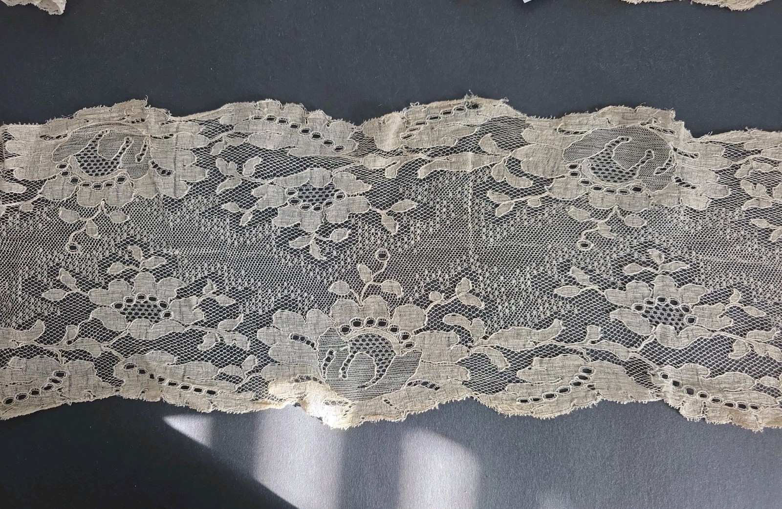 Antique Leavers Lace Trim, French Chantilly Style Flounce, 7 Yards x 7.5