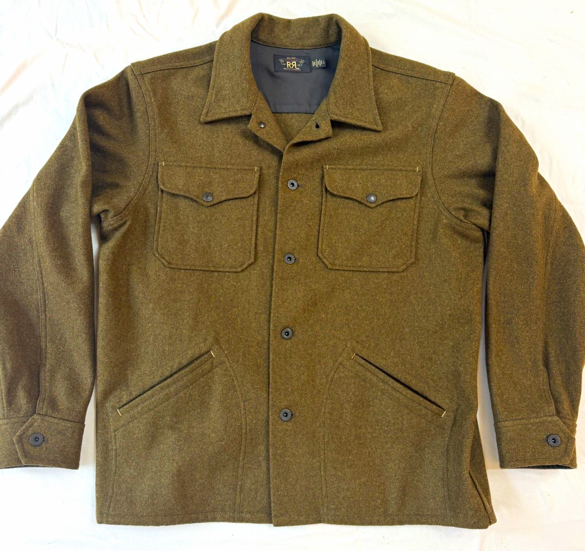 RRL Double RL Wool Blend Overshirt Olive Jacket Large 782973914001