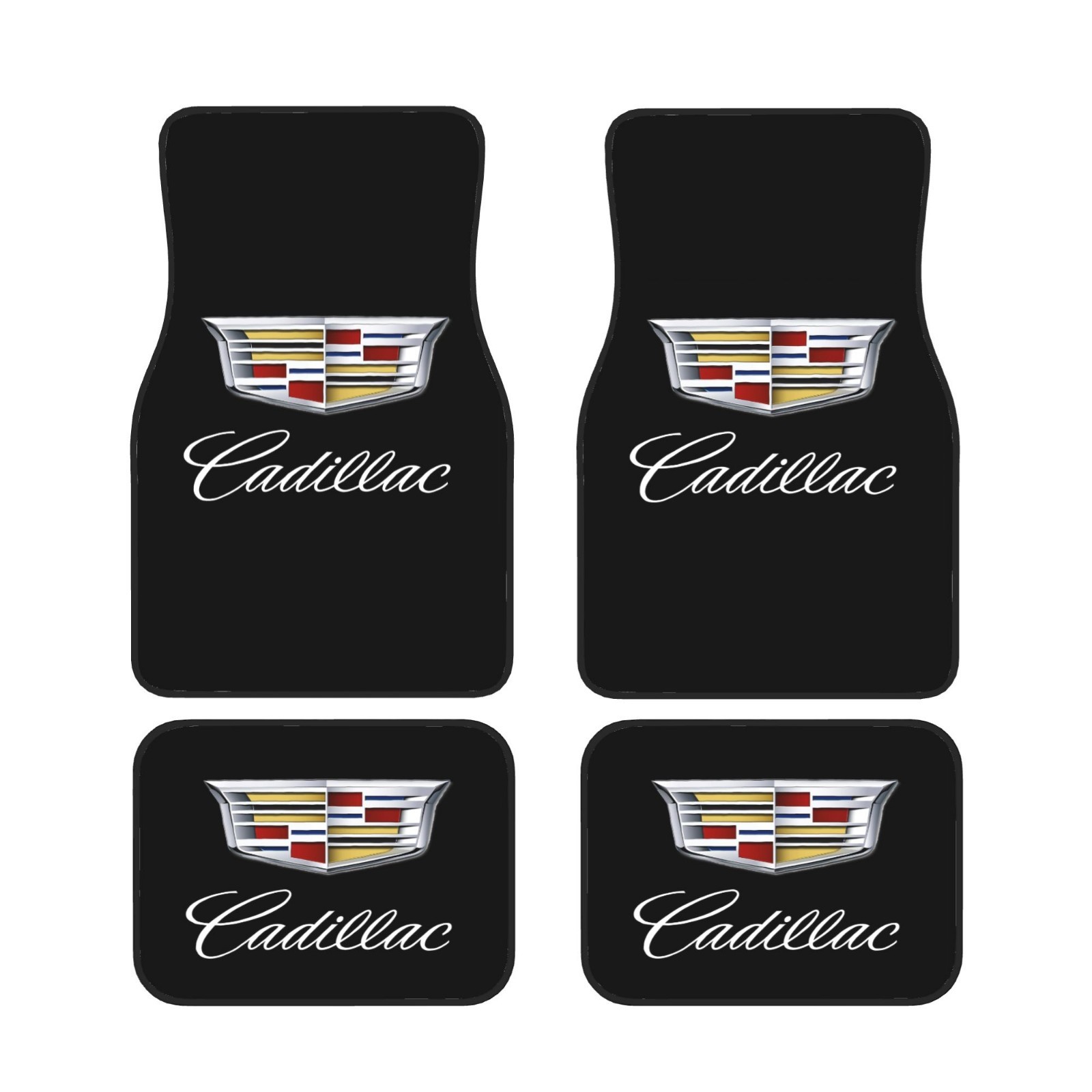 4 Piece Cadillac Car Front & Rear Floor Mat Set Non-Slip Carpet Mats