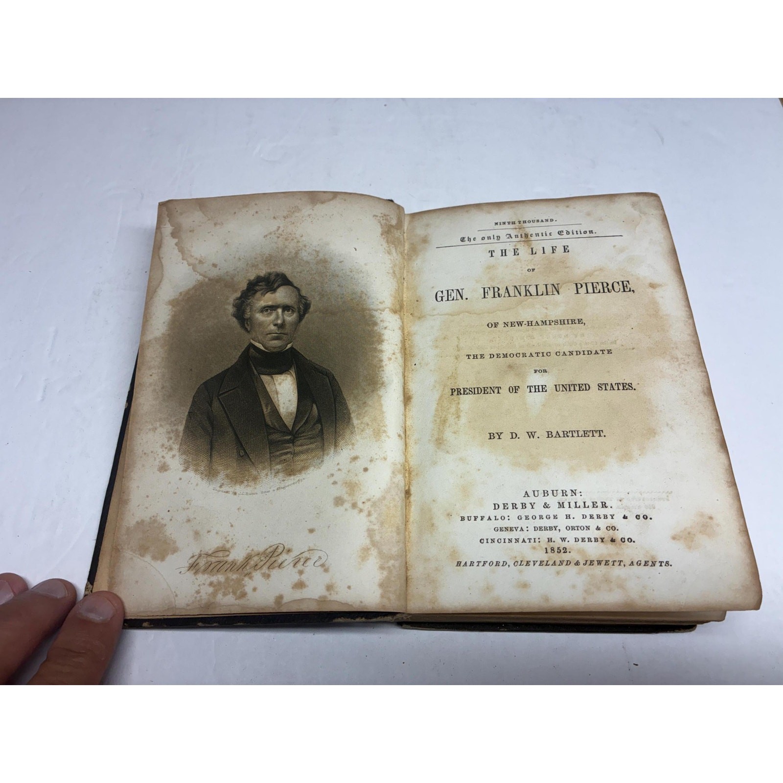 1852 Life of General Franklin Pierce by D W Bartlett Antique Presidential Campai