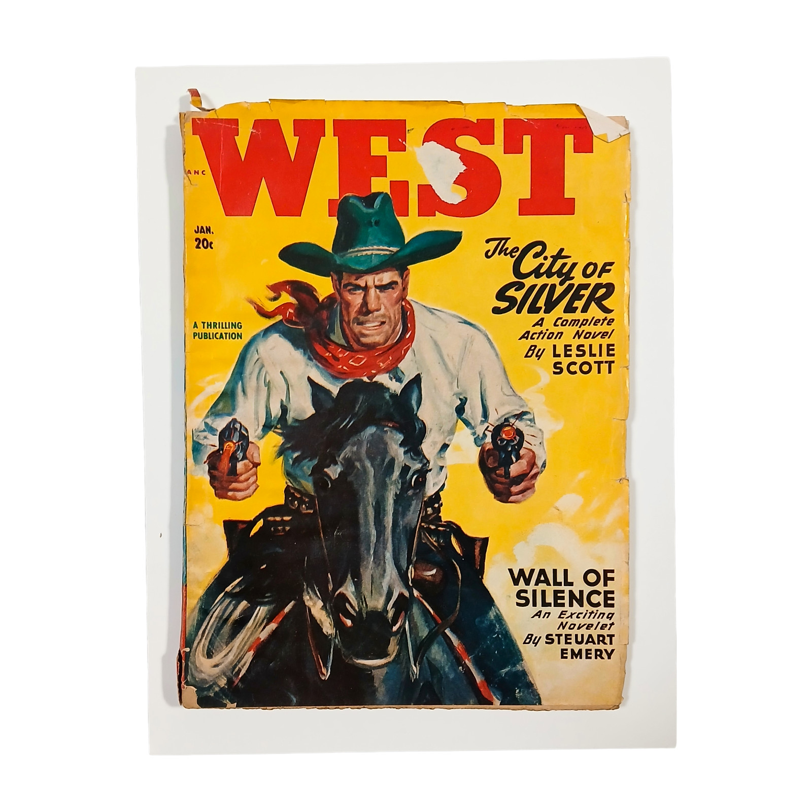Vintage West Pulp Magazine Jan 1949 Zorro The City Of Silver Leslie Scott Cowboy