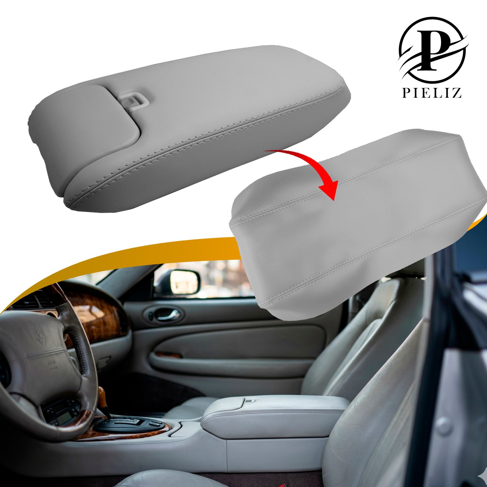 Fits 1997-2006 Jaguar XK XK8 XKR Console Armrest Leather Cover AGD Oatmeal
