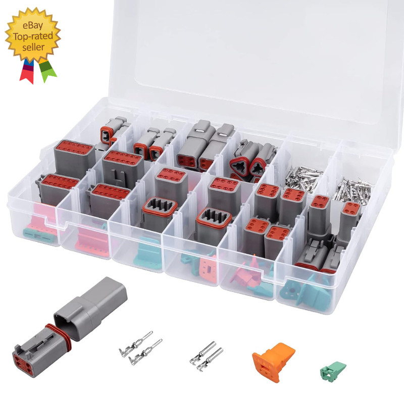 228 PCS Deutsch DT Connector Kit, 2, 3, 4, 6, 8, 12 Pin Gray Connector Assemblie 228 PCS Deutsch DT Connector Kit, 2, 3, 4, 6, 8, 12 Pin Gray Connector Assemblie