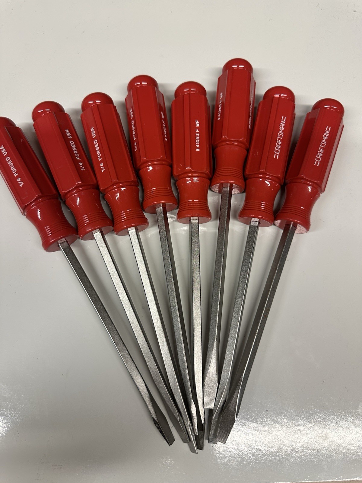 Vintage NOS CRAFTSMAN Red Handle Flat Head Screwdriver 41053 F WF 1/4” X 5-3/4” Vintage NOS CRAFTSMAN Red Handle Flat Head Screwdriver 41053 F WF 1/4” X 5-3/4”