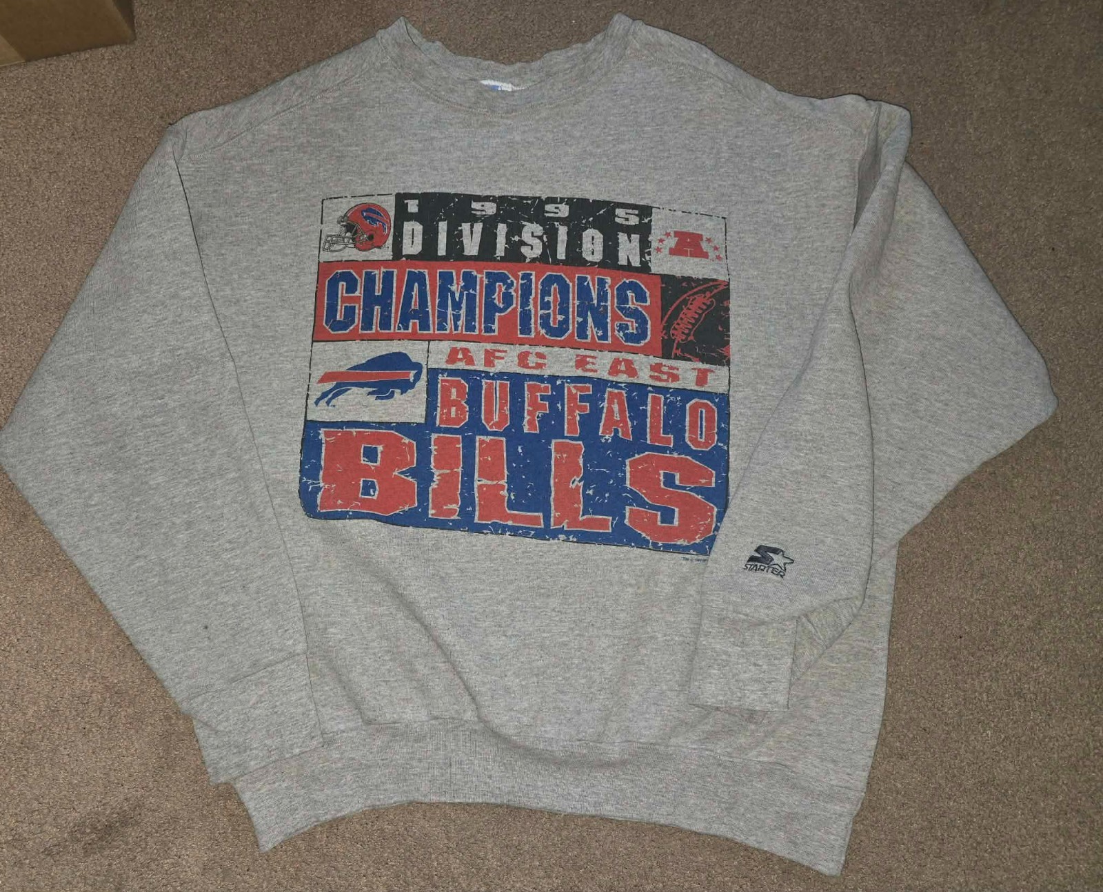 Vtg Buffalo Bills 1995 AFC East Division Champs Starter Crewneck Sweatshirt L Vtg Buffalo Bills 1995 AFC East Division Champs Starter Crewneck Sweatshirt L