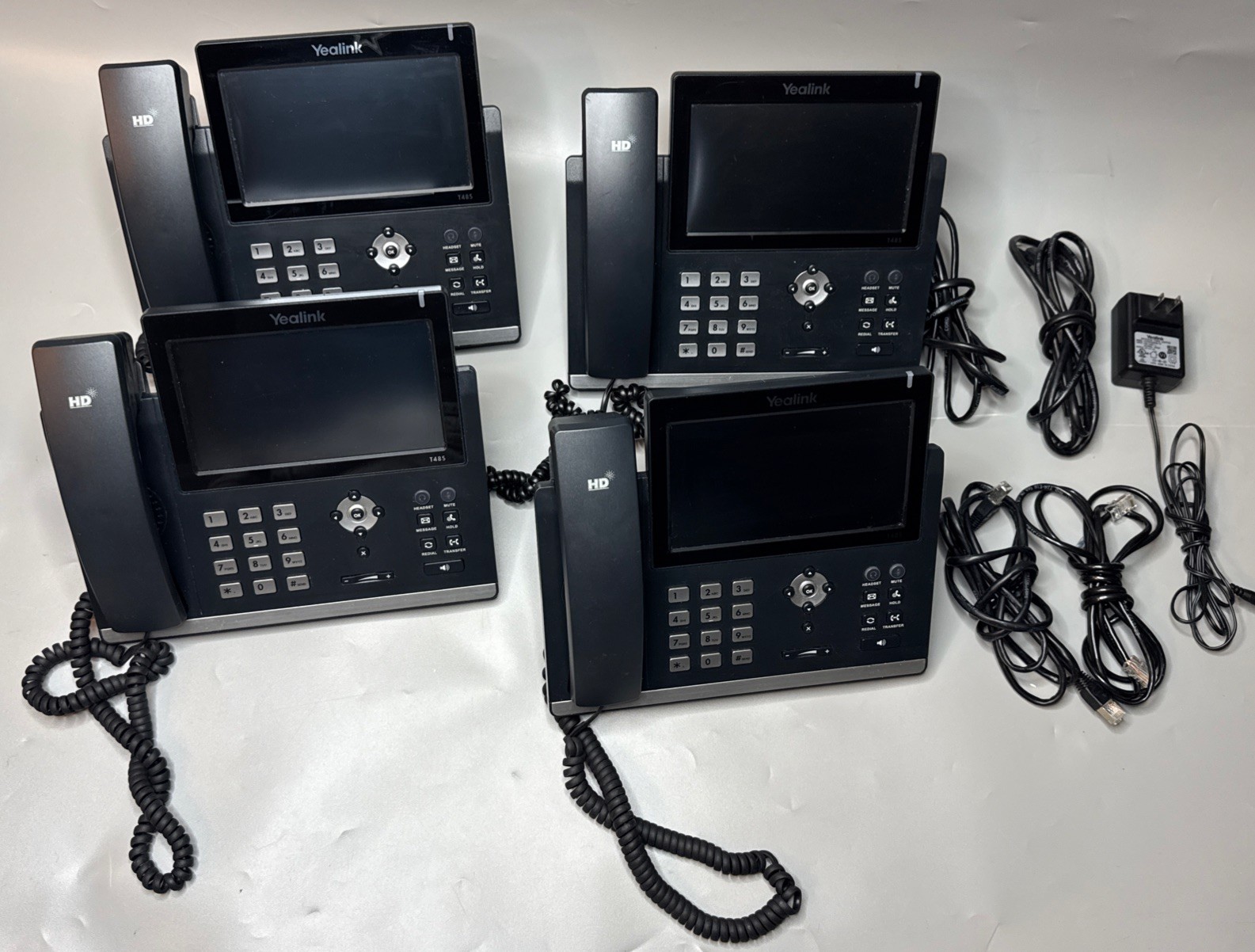 4 Yealink SIP-T48S 16 Line Touchscreen IP Phone | 4 Cables & 1 Power Cord 4 Yealink SIP-T48S 16 Line Touchscreen IP Phone | 4 Cables & 1 Power Cord