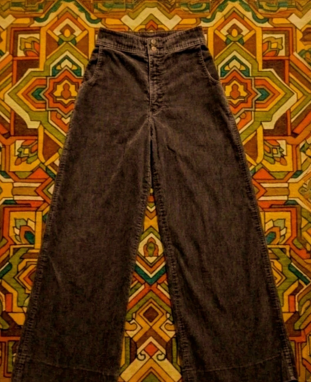 1970s Brittania Pants; Brown Corduroy Bellbottoms Talon Zip $High Waist Unisex 