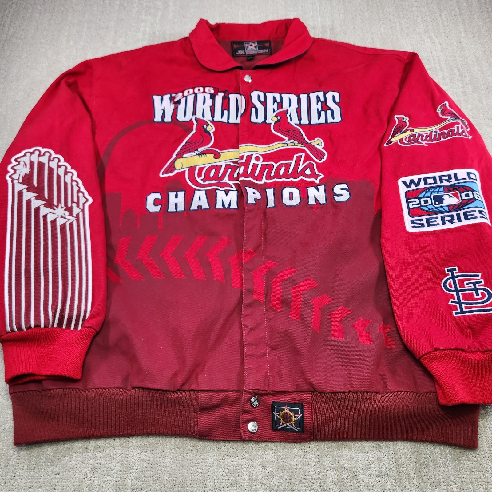 Vintage St Louis Cardinals Jacket Men 4XL Jeff Hamilton World Series Y2K AOP