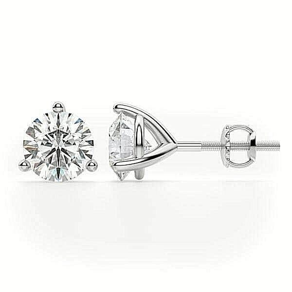 2.10 CT Round Cut FL/D Lab Created Stud Earrings 14k White Gold Screw Back 7mm