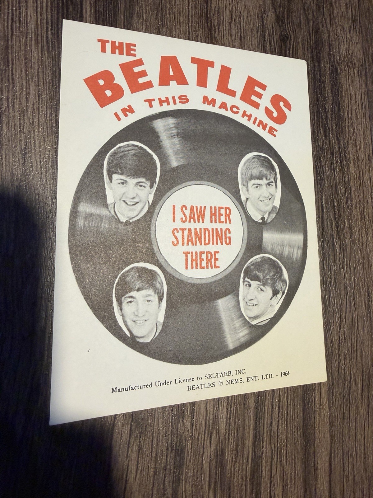 Vintage The Beatles 1964 Seltaeb Nems Gumball Display Header Extremely Rare