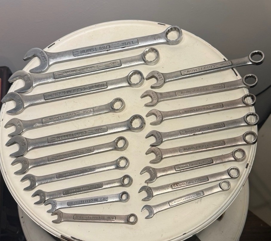 Vintage Craftsman USA Combination Wrench Set 18pc SAE Metric Raised Panel Forged