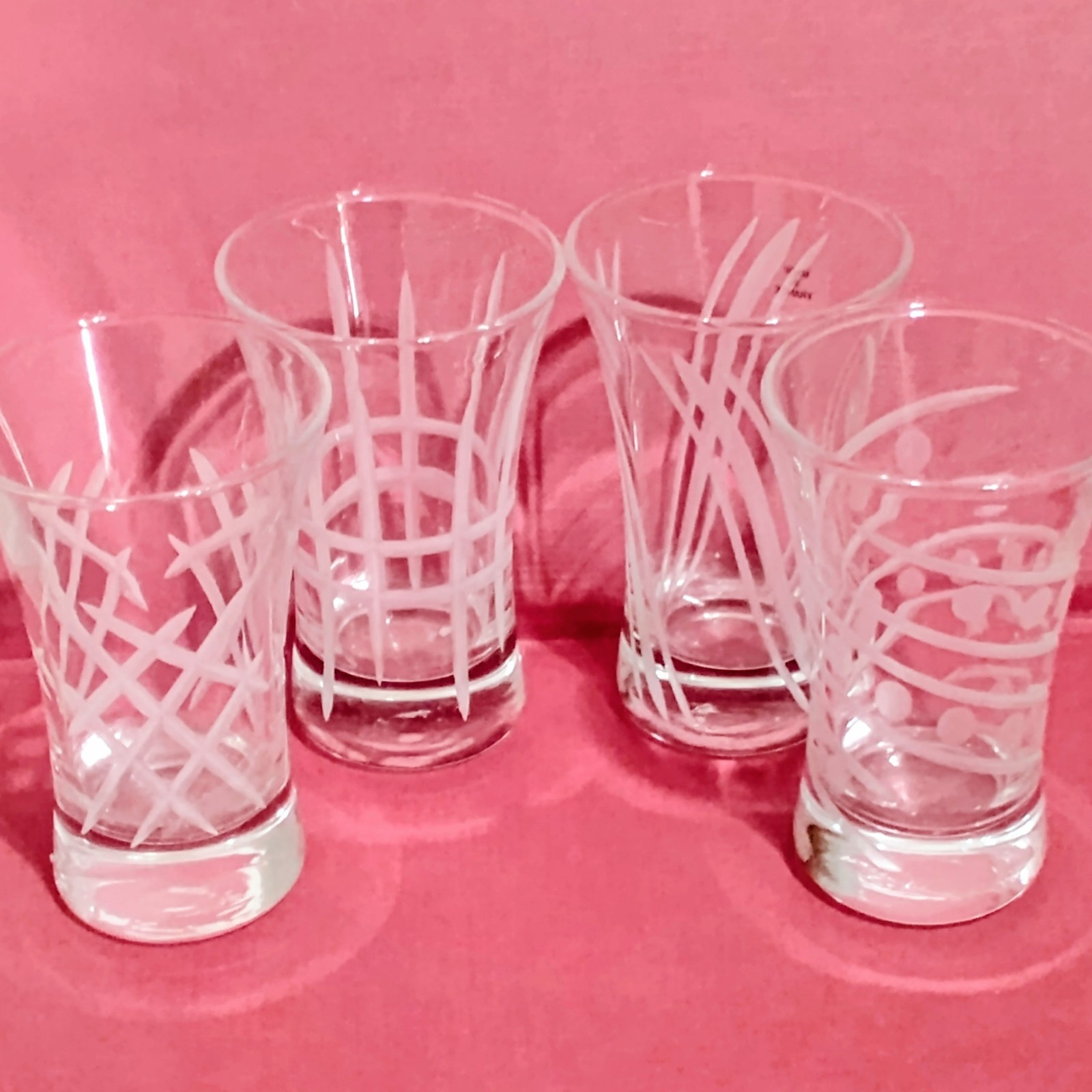 Cristal D\'Arques French Crystal Etched Shot Glasses Durand France Set of Four