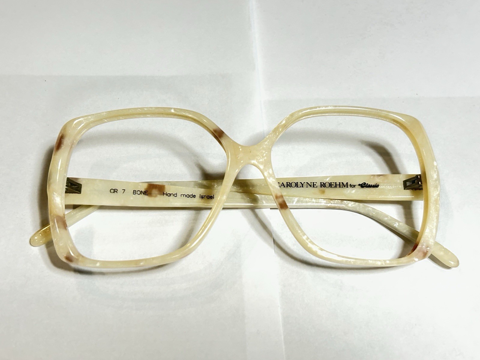 Vintage Carolyne Roehm for Classic Frames CR7 Bone Handmade Israel NOS
