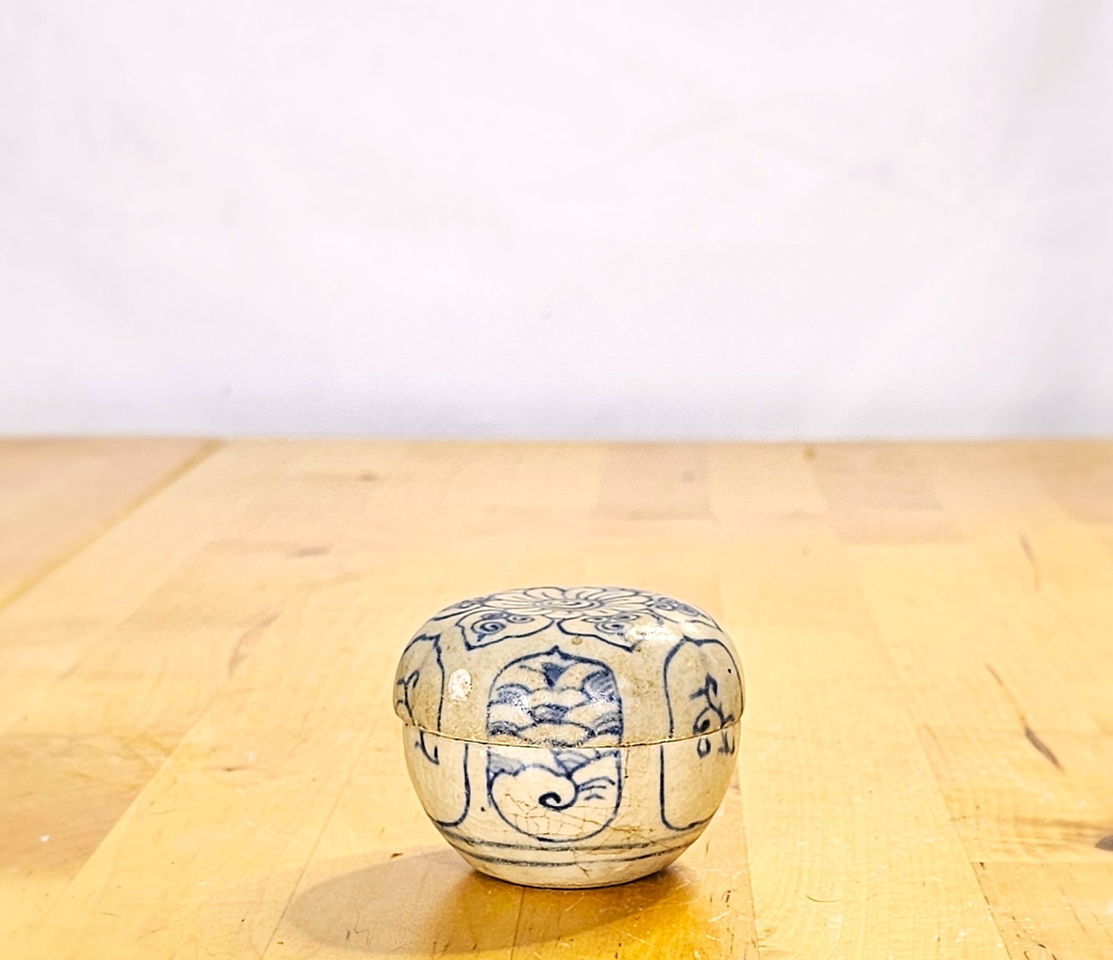 15th c. Vietnamese Blue & White Porcelain Lidded Box Hoi An Wreck Antique 