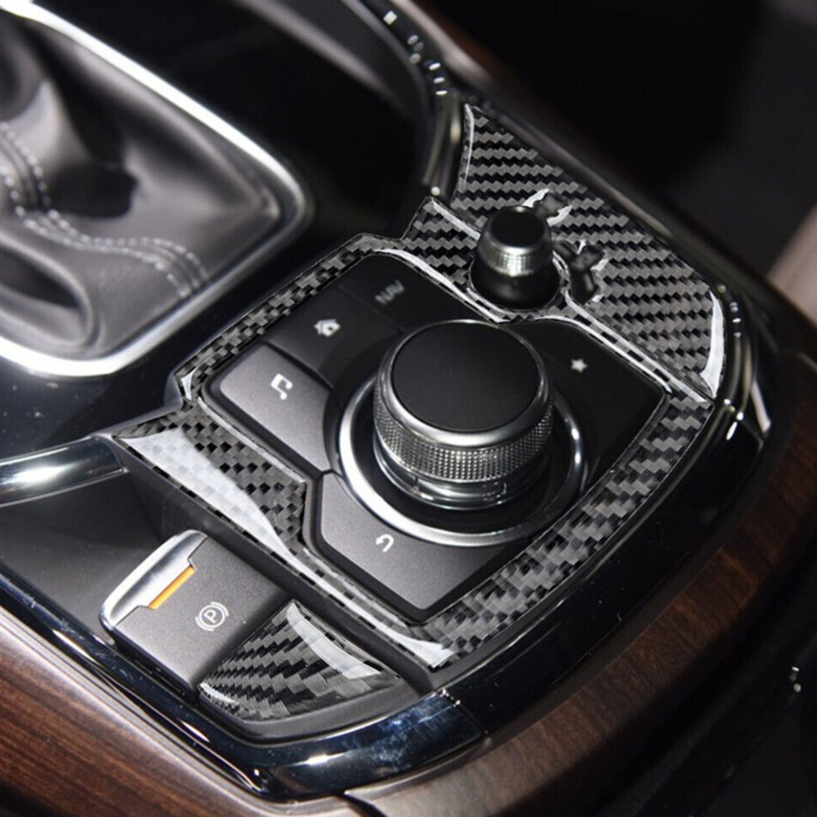 3Pcs Carbon Fiber Interior Radio Control Cover Trim Fit For Mazda CX-9 2016-2022
