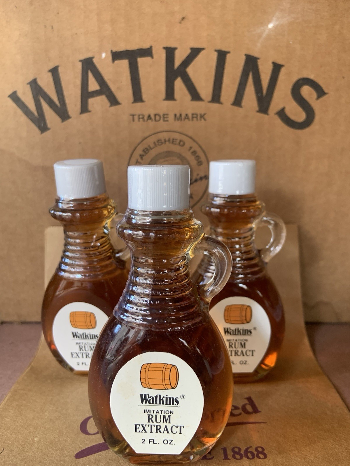 Vtg Watkins Extract/Flavor-2 Fl. Oz./ Glass Bottle- Full/Sealed-RUM Imit.Extract
