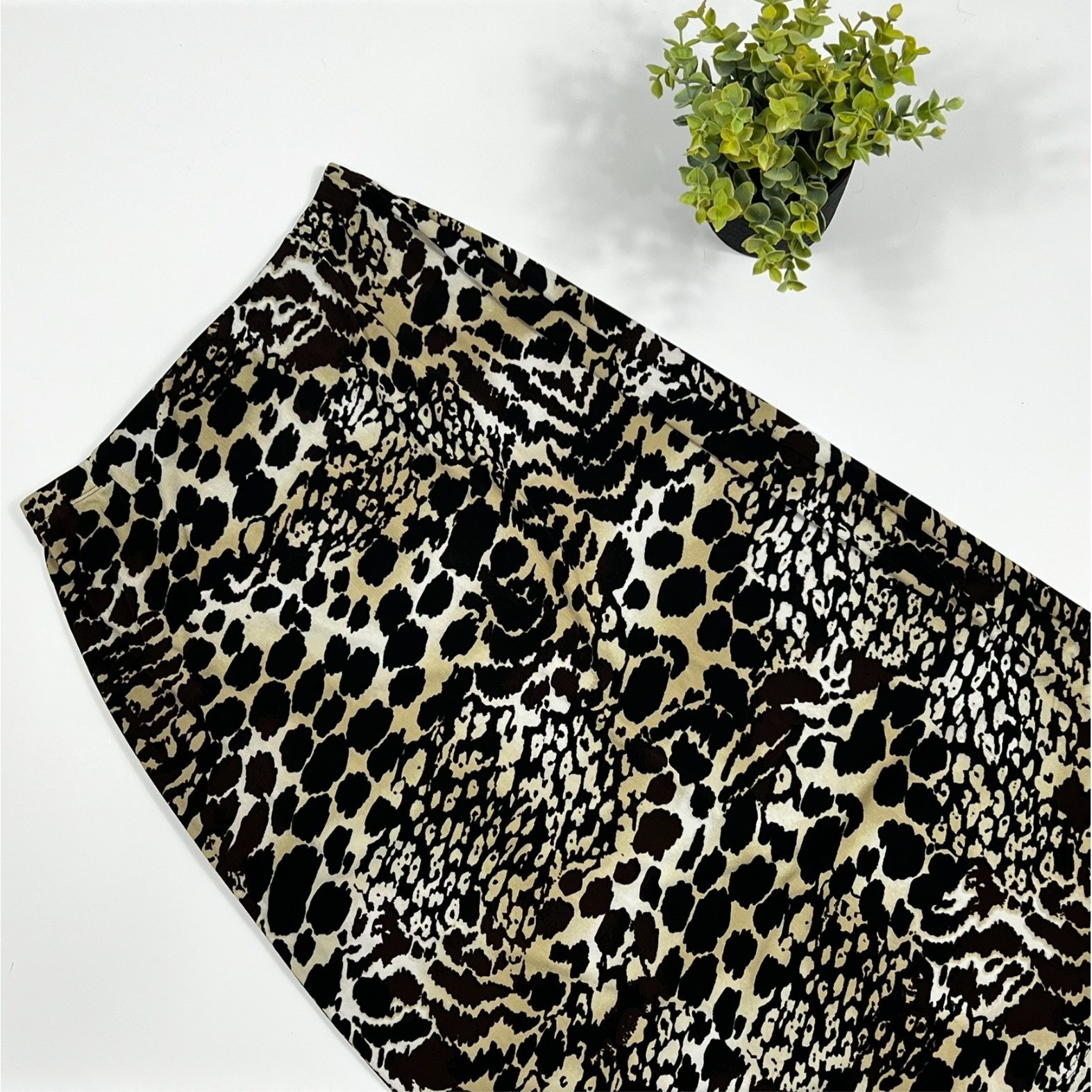 Additions by Chico\'s Leopard Print Midi Flare Skirt Pull On Size 2 US L/12