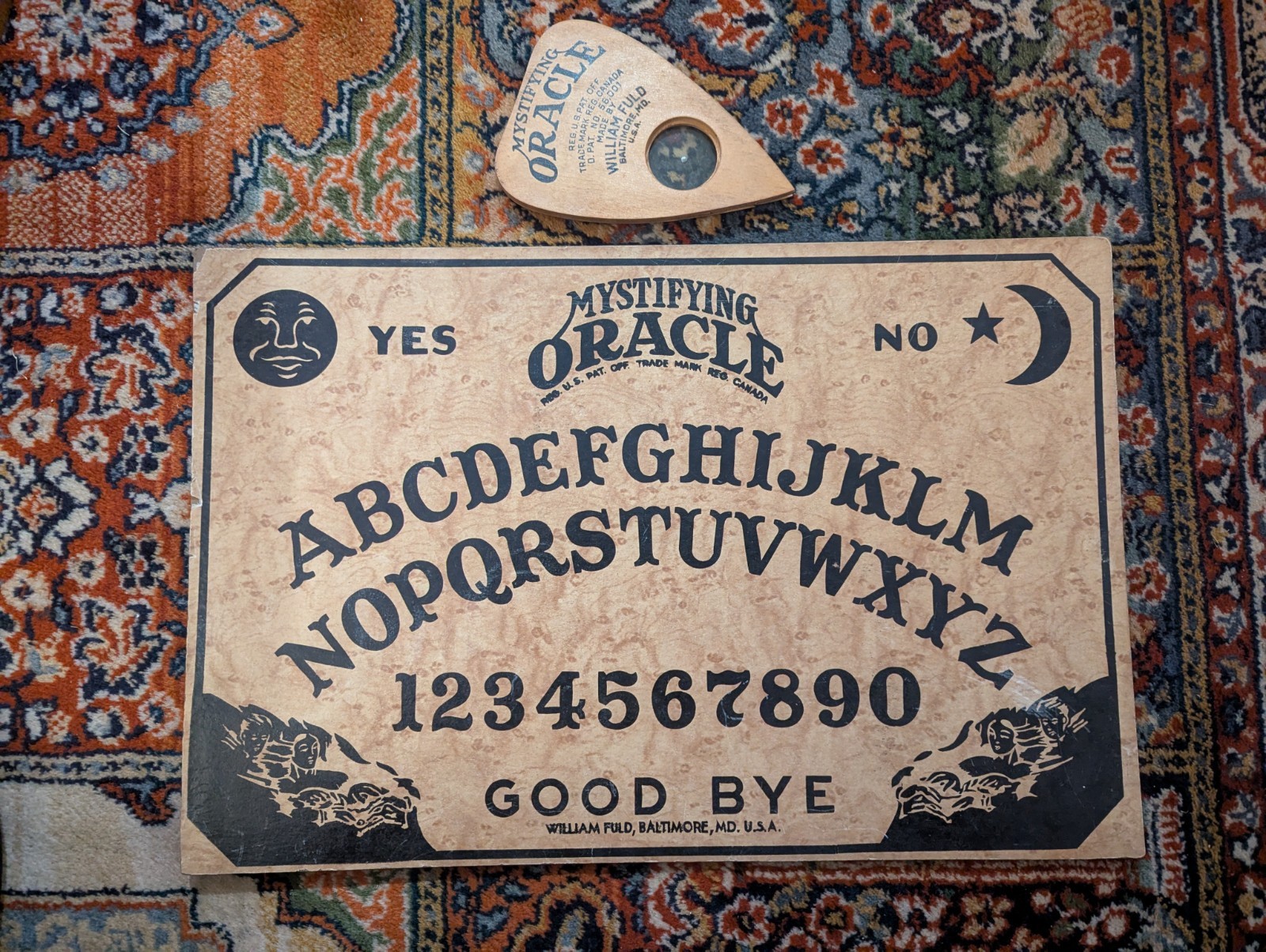 Rare William Fuld Mystifying Oracle Ouija Board with Planchette