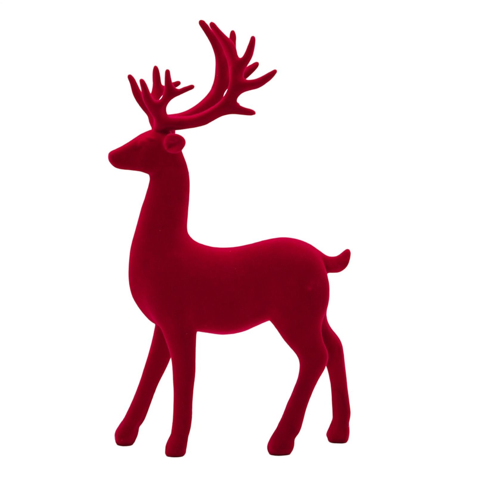 Flocked Resin Reindeer Figurine Deer Statue Christmas Desk Home Decor Ornament