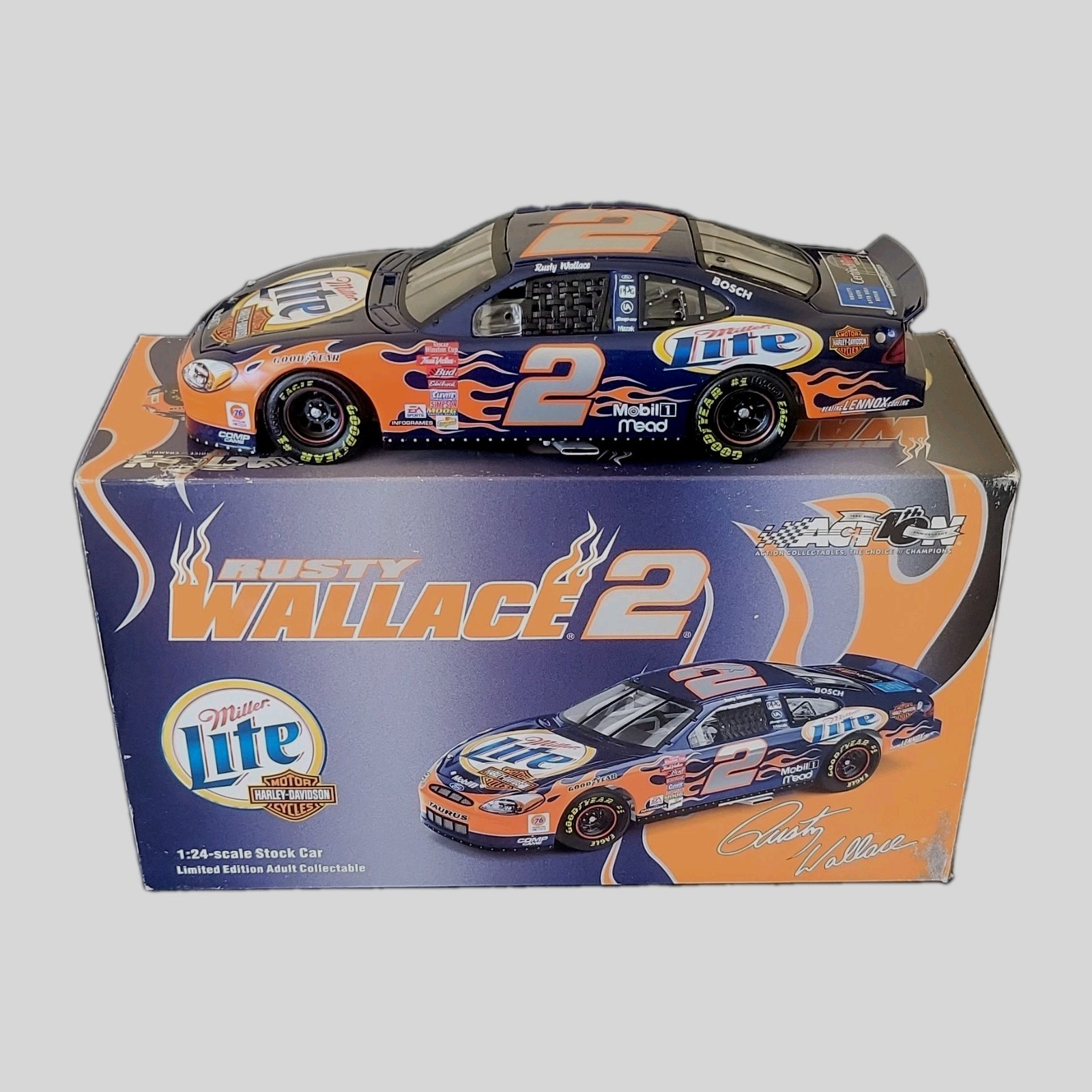 Action 1:24 2002 Taurus Rusty Wallace #2 Miller Lite LE  Harley Davidson *Read*
