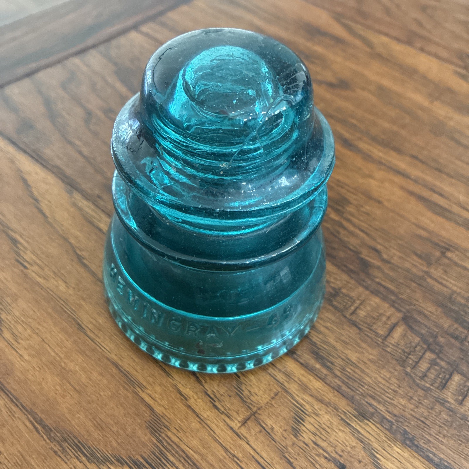 VTG Hemingray-42 Aqua Blue Glass Insulator Telegraph Power Pole Made in USA