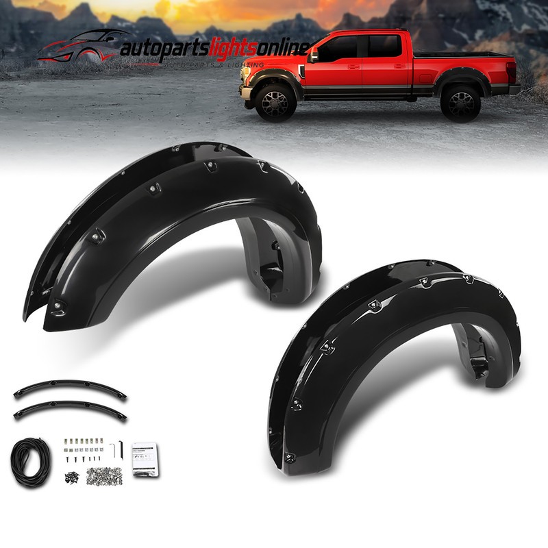 4PCS Pocket Rivet Fender Flares For 2017-2019 2020 Ford F-250 F-350 Super Duty