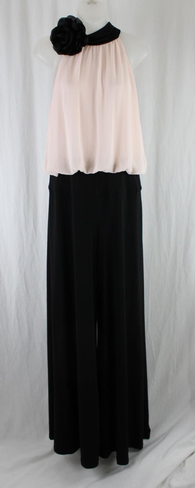 Joseph Ribkoff Signature NWT Black Light Pink Sleeveless Jumpsuit size 10 $339