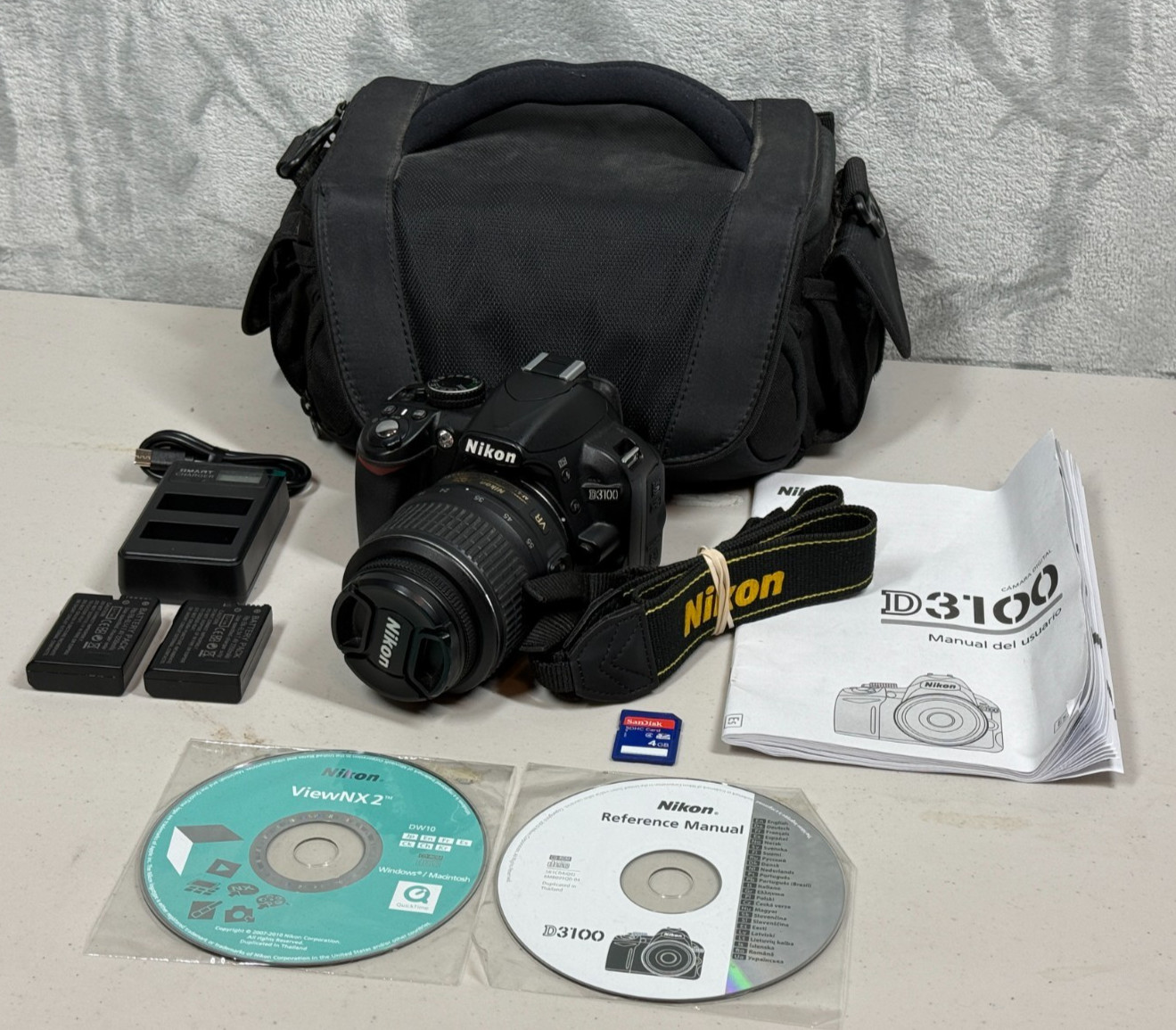 Nikon D3100 DSLR Camera W/ 18-55mm VR Lens - Bundle Kit - Shutter Count 6624