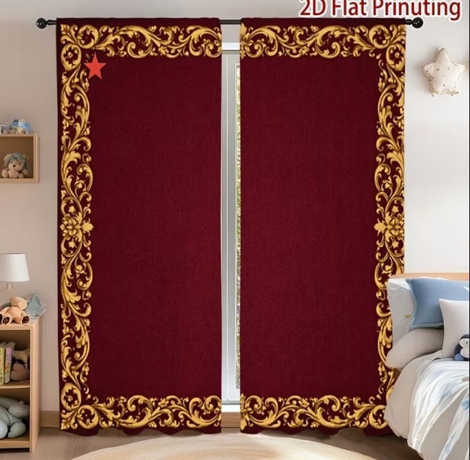 DUTCH HAMMER VELVET CURTAIN WHITH AWONDERFUL 2D CLASSIC DESIGN