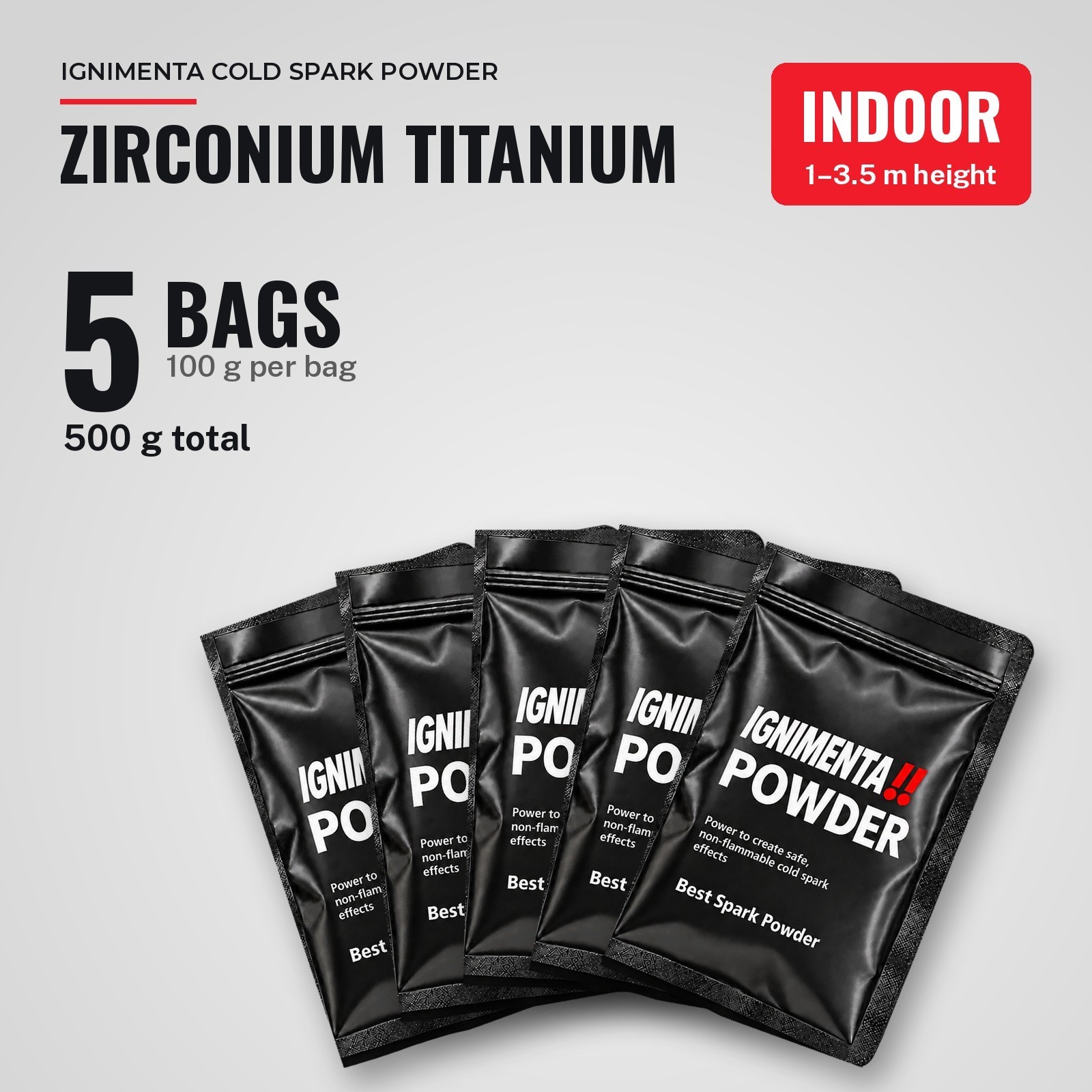 IGNIMENTA 5x100g Indoor 1-3.5m Cold Spark Machine Zirconium Titanium Powder