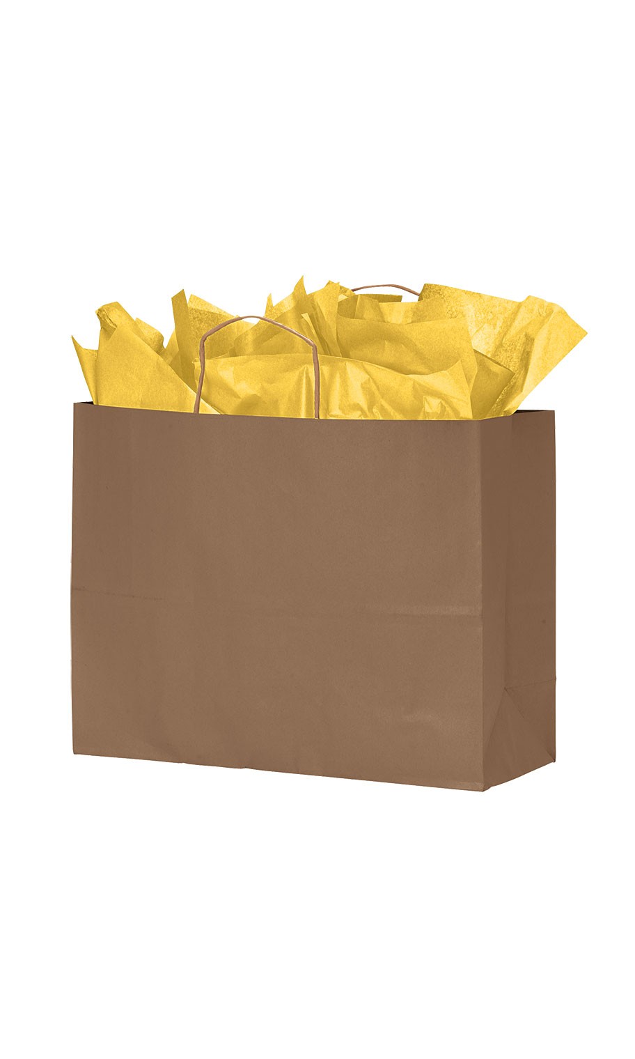 SSWBasics Large Natural Kraft Paper Shopping Bags with Handles - Case of 25