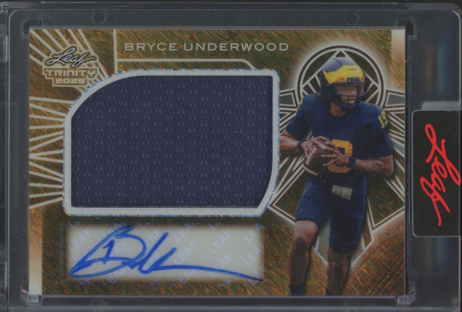 2025 Leaf Trinity Gold Shimmer #AMM Bryce Underwood 1/1 Jersey Auto RC Rookie