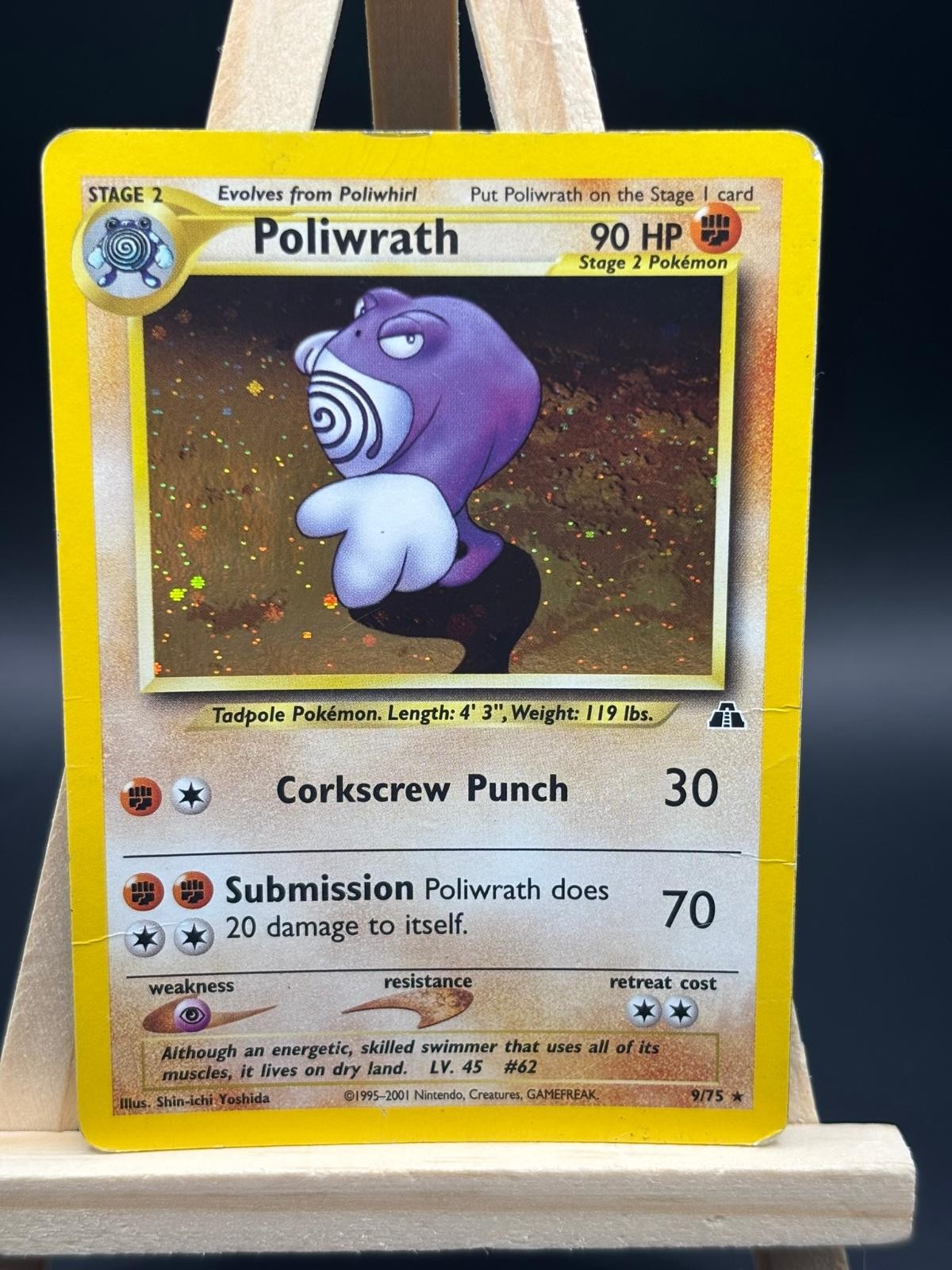 Poliwrath 9/75 Rare Neo Discovery Pokemon Unlimited Holo Heavily Played