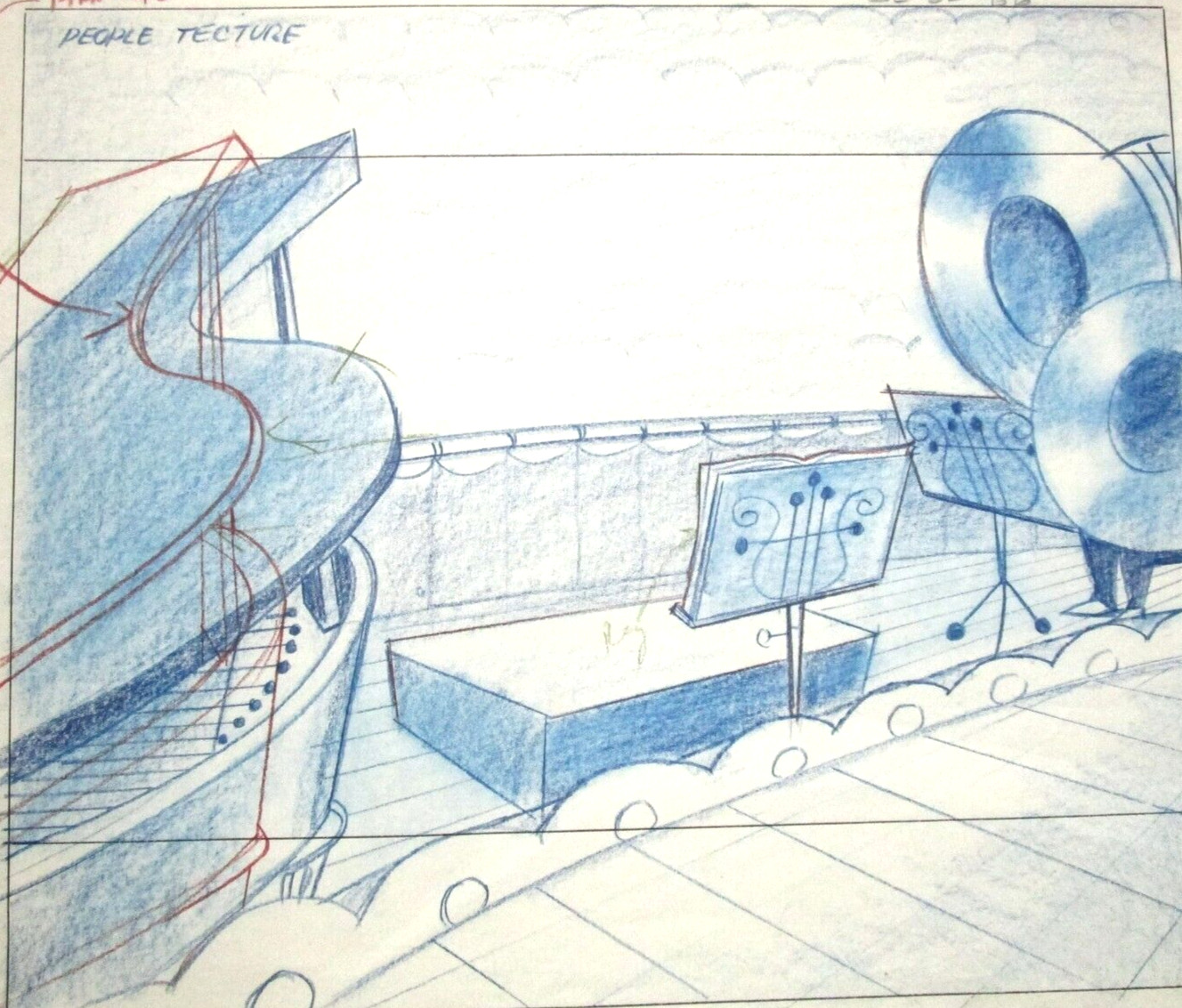 1940\'s WALTER LANTZ music orchestra ORIGINAL PRODUCTION cel DRAWING LAYOUT