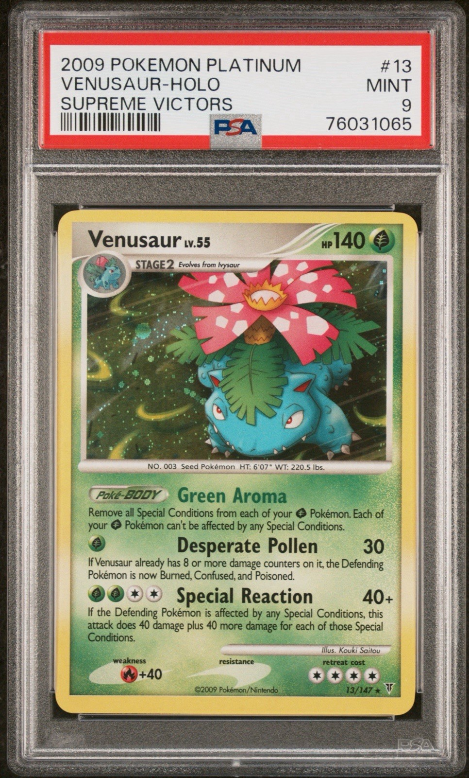 2009 POKEMON PLATINUM SUPREME VICTORS #13 VENUSAUR-HOLO PSA 9