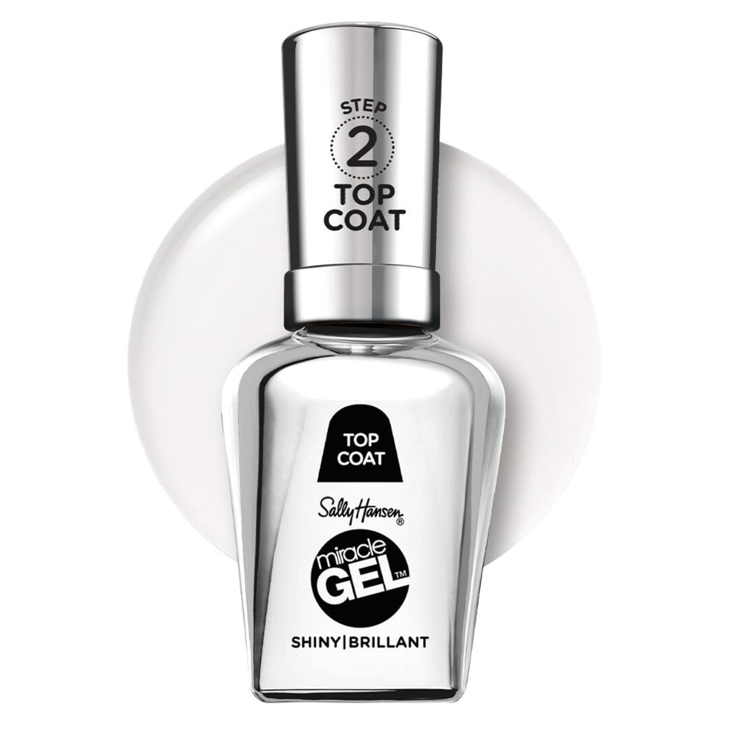 Sally Hansen Miracle Gel Top Coat 101 Shiny Clear Nail Polish No UV Lamp 0.5oz