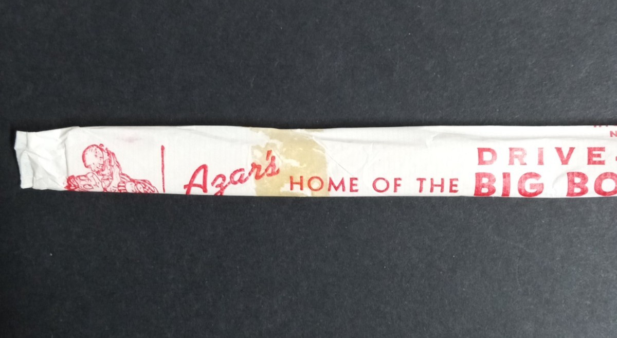 Azar\'s Big Boy Restaurant Original c1950s Drinking Straw & Wrapper Fort Wayne IN