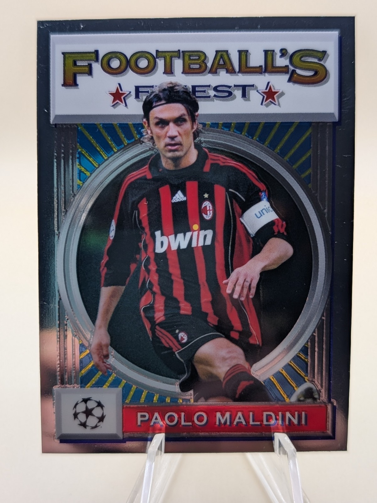 2021-22 Topps Football\'s Finest Flashbacks UEFA Paolo Maldini soccer card #3