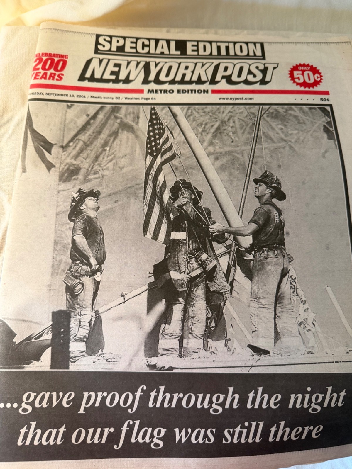 NEW YORK POST SEPTEMBER 12 2001 ACT OF WAR SPECIAL EDITION 9-11 WTC TWIN TOWERS NEW YORK POST SEPTEMBER 12 2001 ACT OF WAR SPECIAL EDITION 9-11 WTC TWIN TOWERS