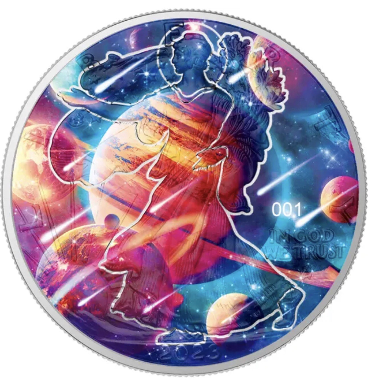 Glowing Galaxy American Silver Eagle 1 oz .999 Silver-Mintage of 500