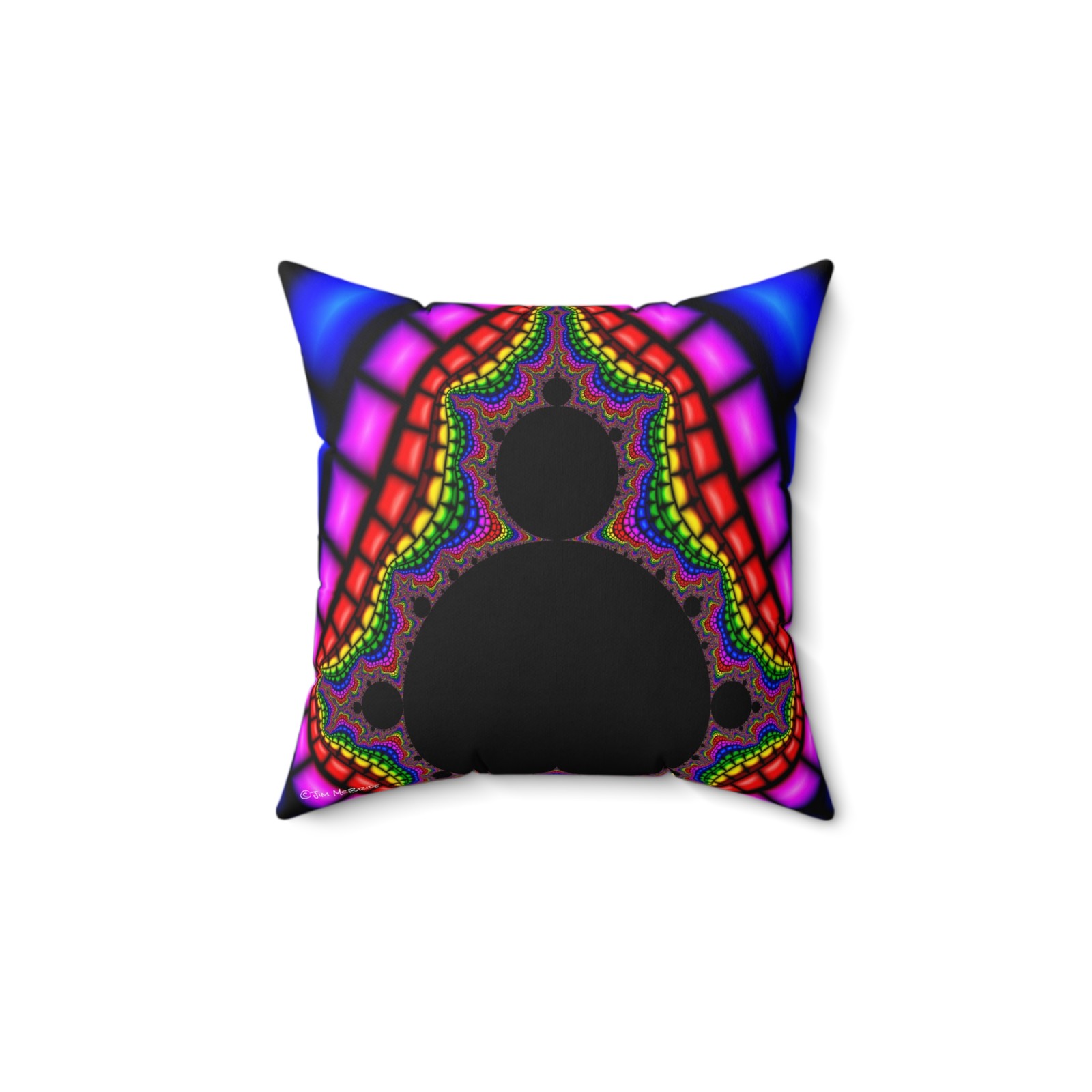 Mandelbrot Reversible Fractal Art Pillow: Psychedelic Boho Decor