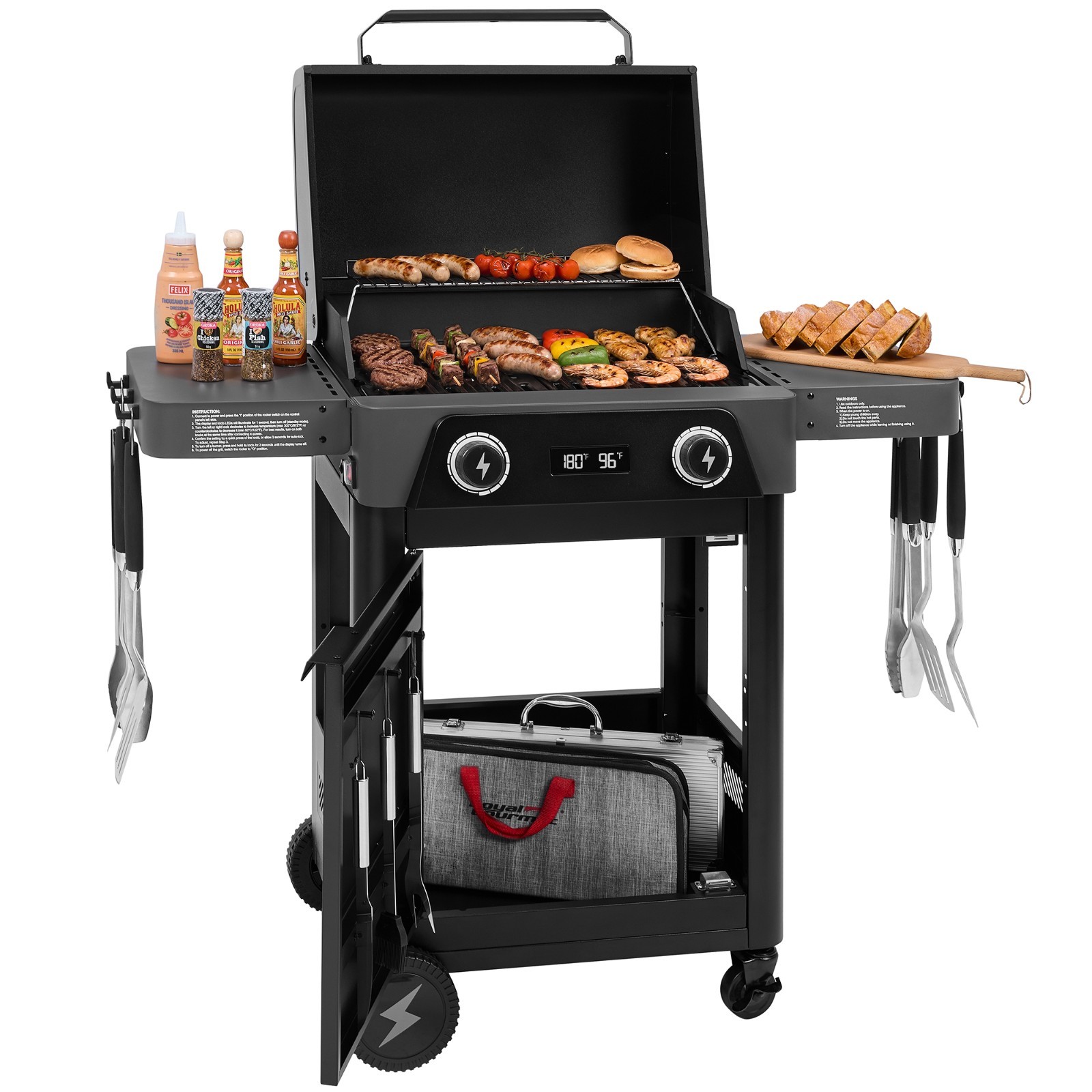 Royal Gourmet Dual-Zone Electric Grill with Cabinet Frame,416 Sq.In. for Outdoor