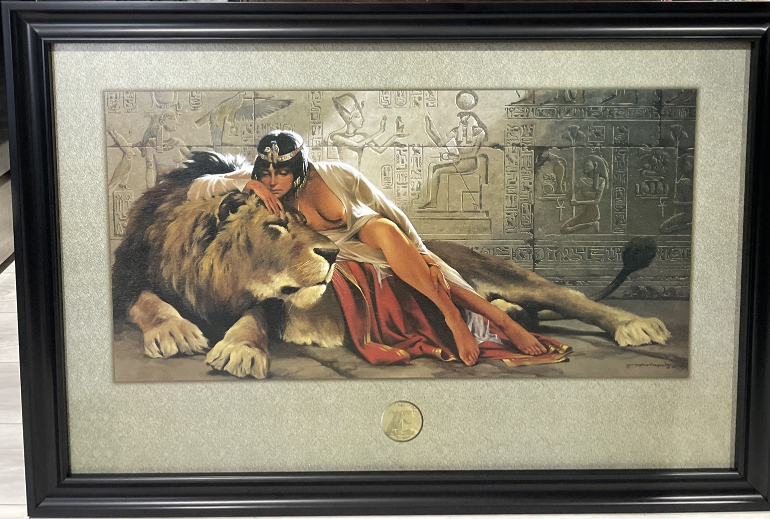 MAHER NMORCOS,Partial Nude Crackle Painting SIGNED FRAMED,37\