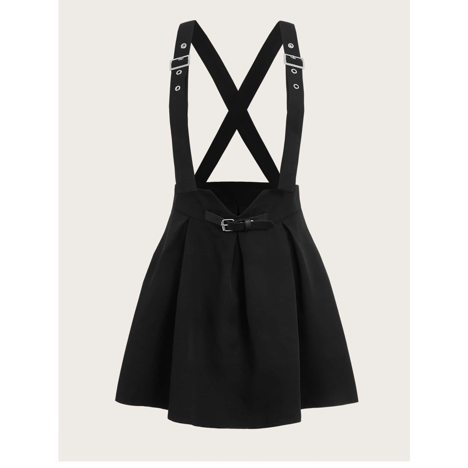 Romwe Academia Grommet Eyelet Criss-Cross Pinafore Skirt black kawaii sz XL