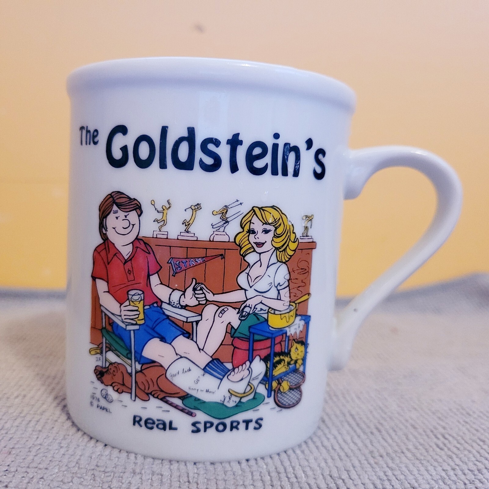 The Goldstein's Real Sports Coffee Cup Mug Cartoon 1976 Papel 