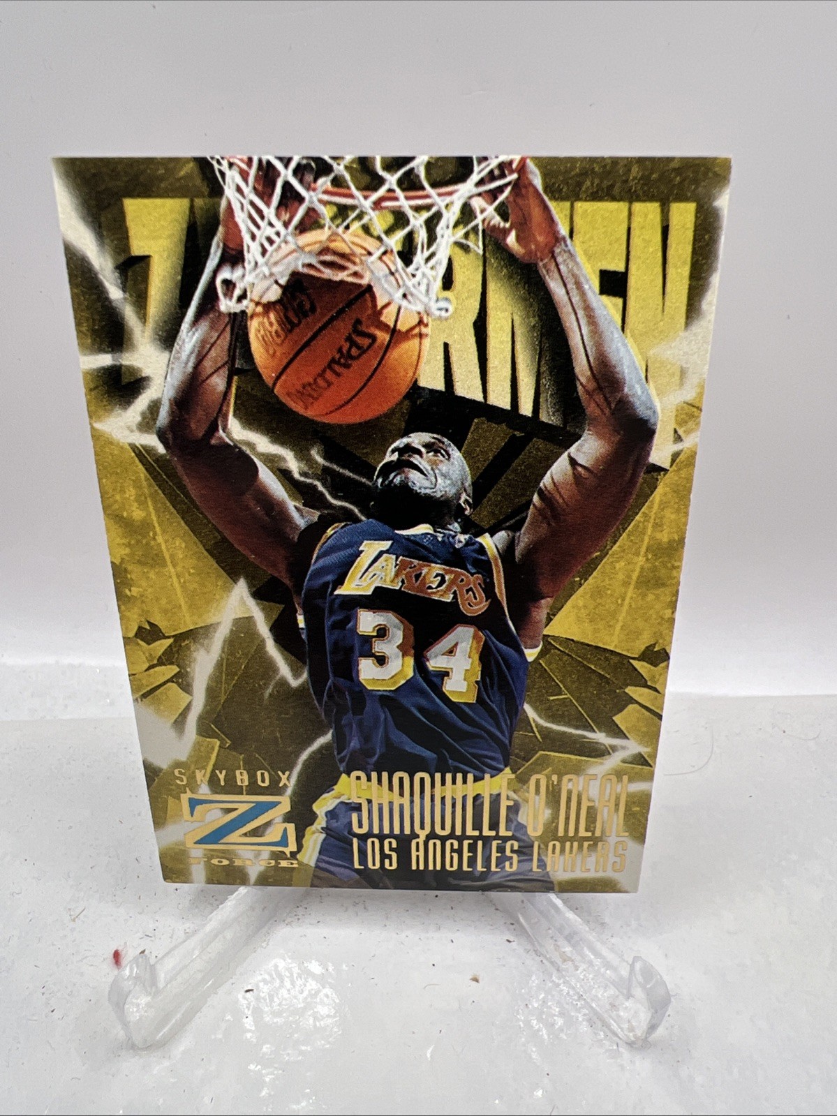 SHAQUILLE O\'NEAL (Los Angeles Lakers) 1996-97 SKYBOX Z FORCE ZUPERMEN CARD #187 SHAQUILLE O\'NEAL (Los Angeles Lakers) 1996-97 SKYBOX Z FORCE ZUPERMEN CARD #187