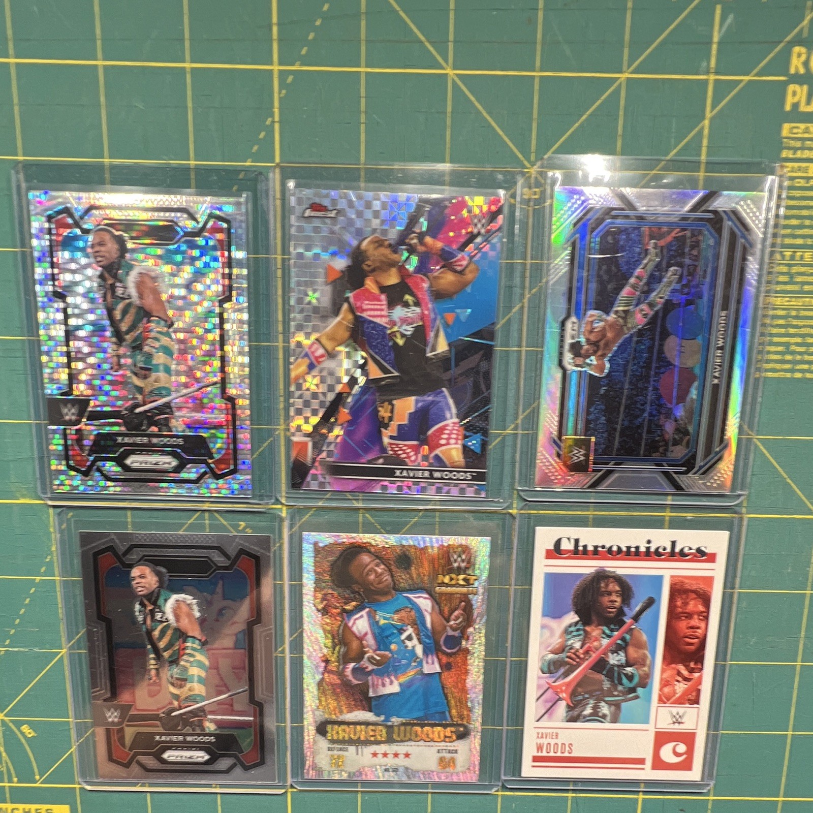 Xavier Woods WWE Card Lot 13 Prizm Hyper /499 Finest X-Fractor Elite Foil