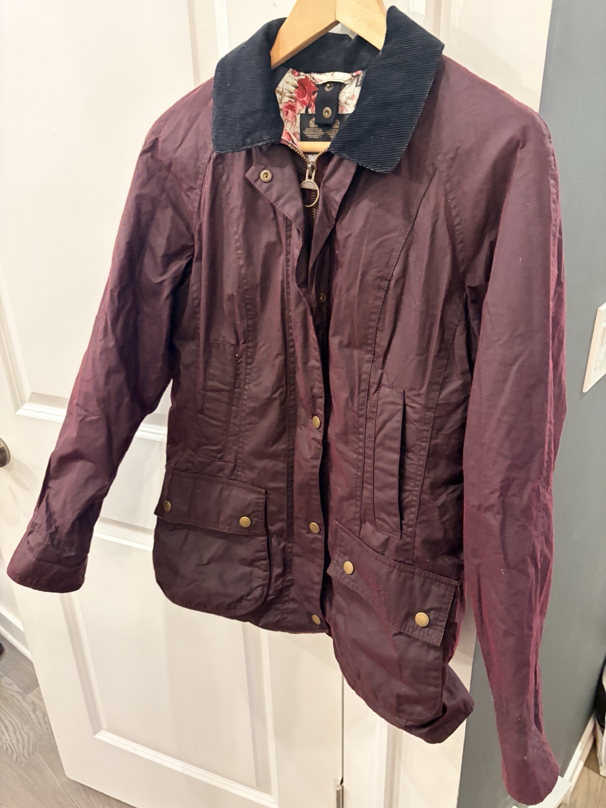 Barbour Feather 4oz Beadnell Wax Cotton Women Jacket Violet UK 8, US 4 /XS Barbour Feather 4oz Beadnell Wax Cotton Women Jacket Violet UK 8, US 4 /XS