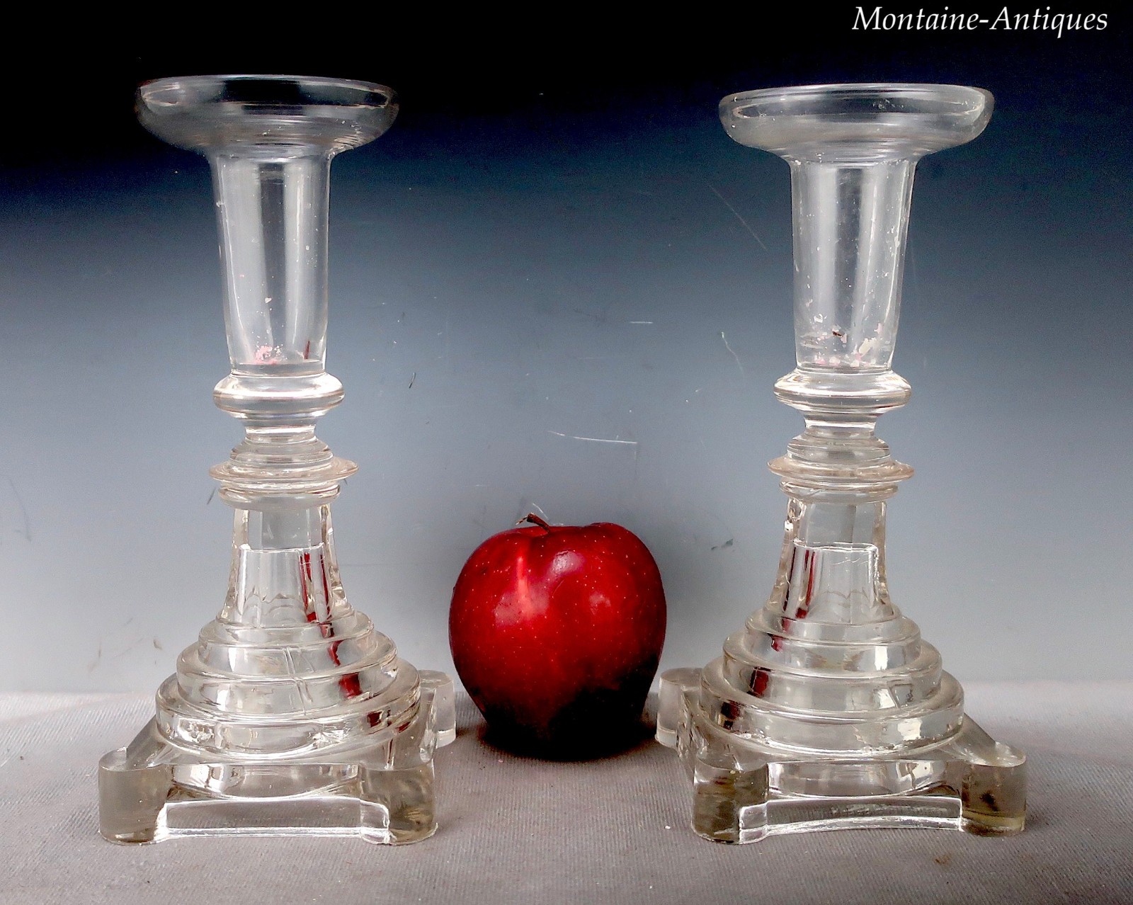Pair Pittsburgh Glass Candlesticks ca 1835